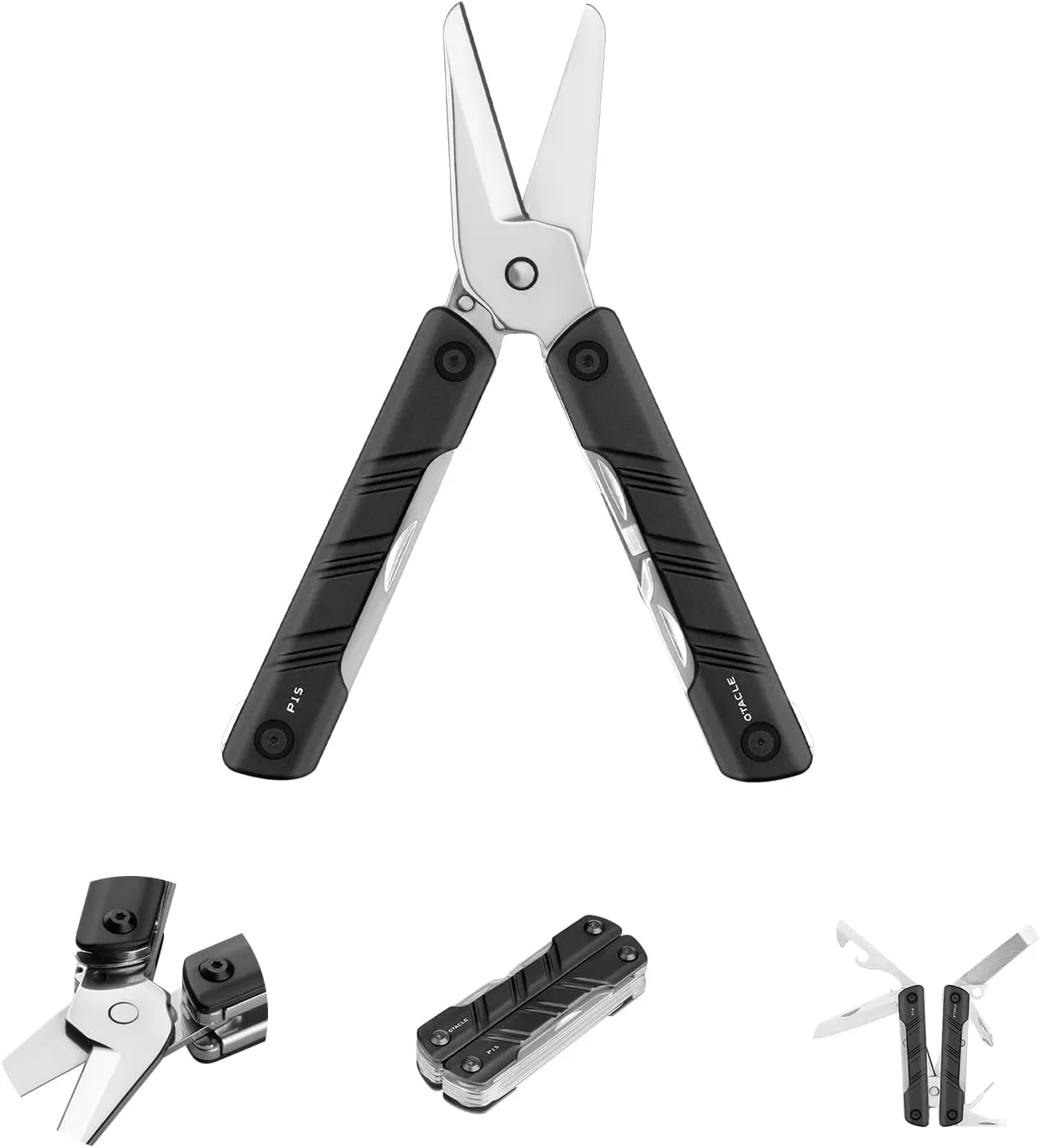 OKNIFE Otacle P1S 9-in-1 Multi-Scissor Lightweight Stainless Steel Multitool Bottle Opener, Screwdriver, and Portable Folding Combination EDC Tools, for Men Women