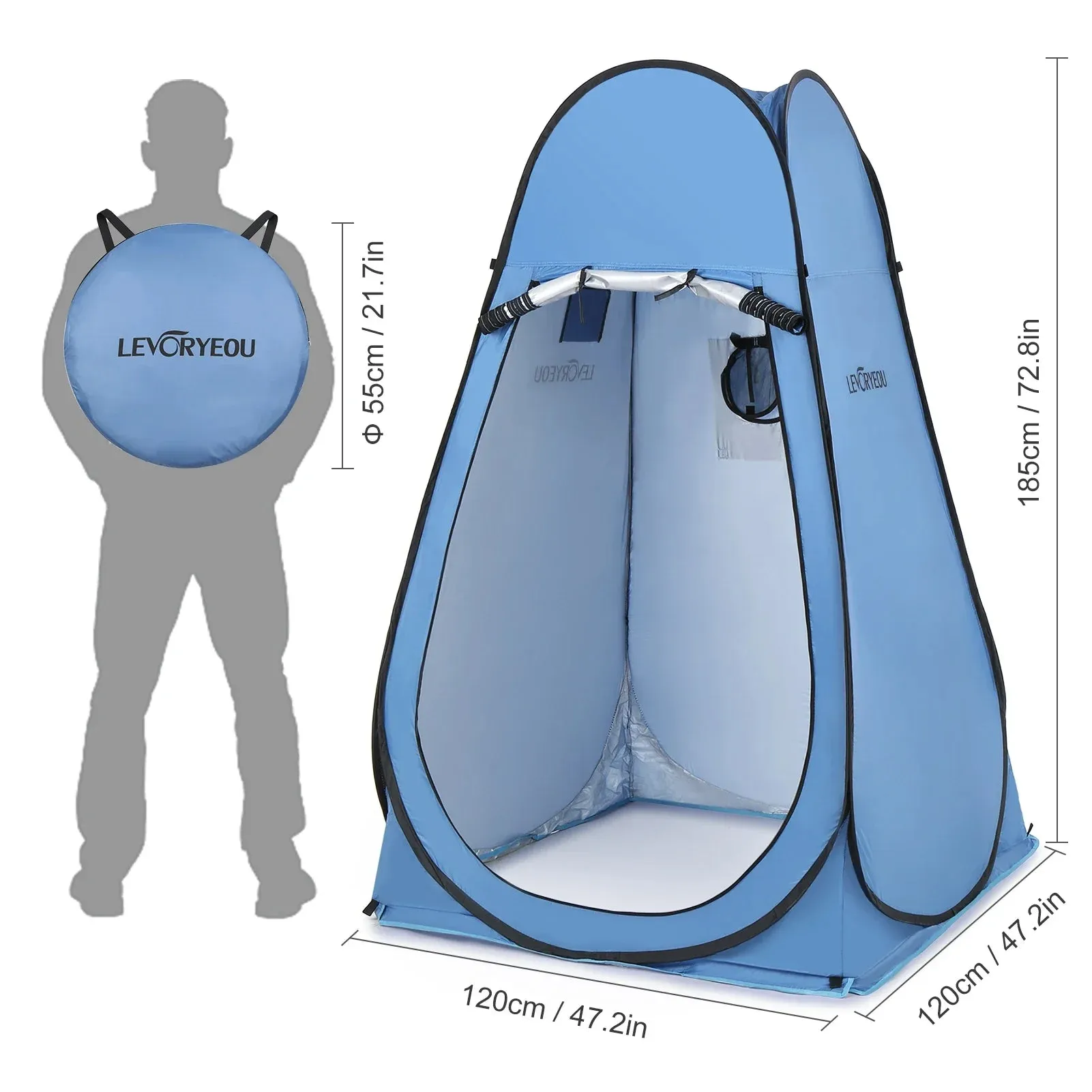 One-Touch Ultralight Changing Tent - Portable Outdoor Camping Beach Instant Shower Tent, Pop Up Privacy Shelter with Window