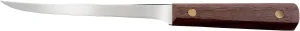 Ontario Knife Company Old Hickory Filet Knife, Full Tang 440C Premium Stainless Steel 6.4" Knife Blade, Wooden Handle Outdoor Fixed Blade Knife with Sheath – OH1275