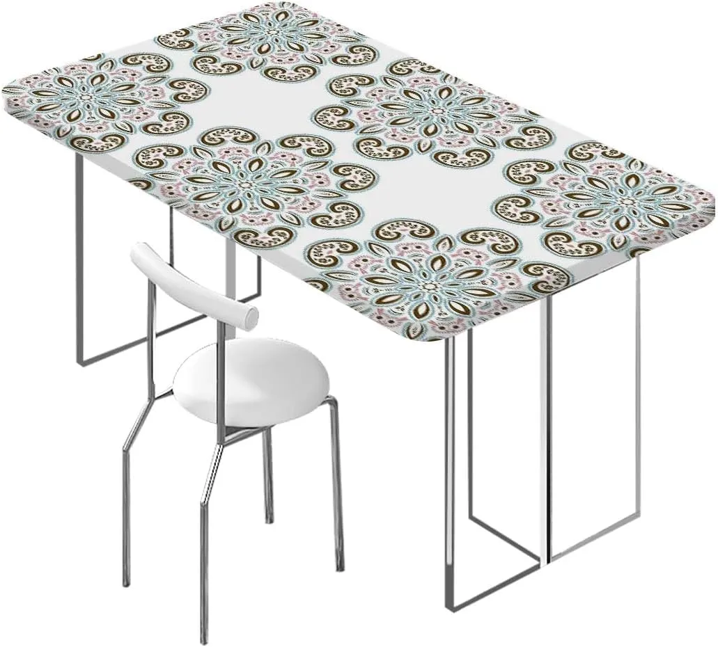 OOzie Black Grey Elastic Tablecloth for Indoors Outdoors Ceramic Tile Design Tropicalspired Table Cloth for Indoor Outdoor Picnic Parties Eastern Style Fits up 5 Foot Tables