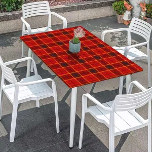 OOzie Red Black Tablecloth Elastic Edge Fitted Traditional Tartan Colorful Striped Soft-Touch Fitted Table Cloth, Waterproof Oil-Proof Table Cover Geometric Fits up 5 Foot Tables