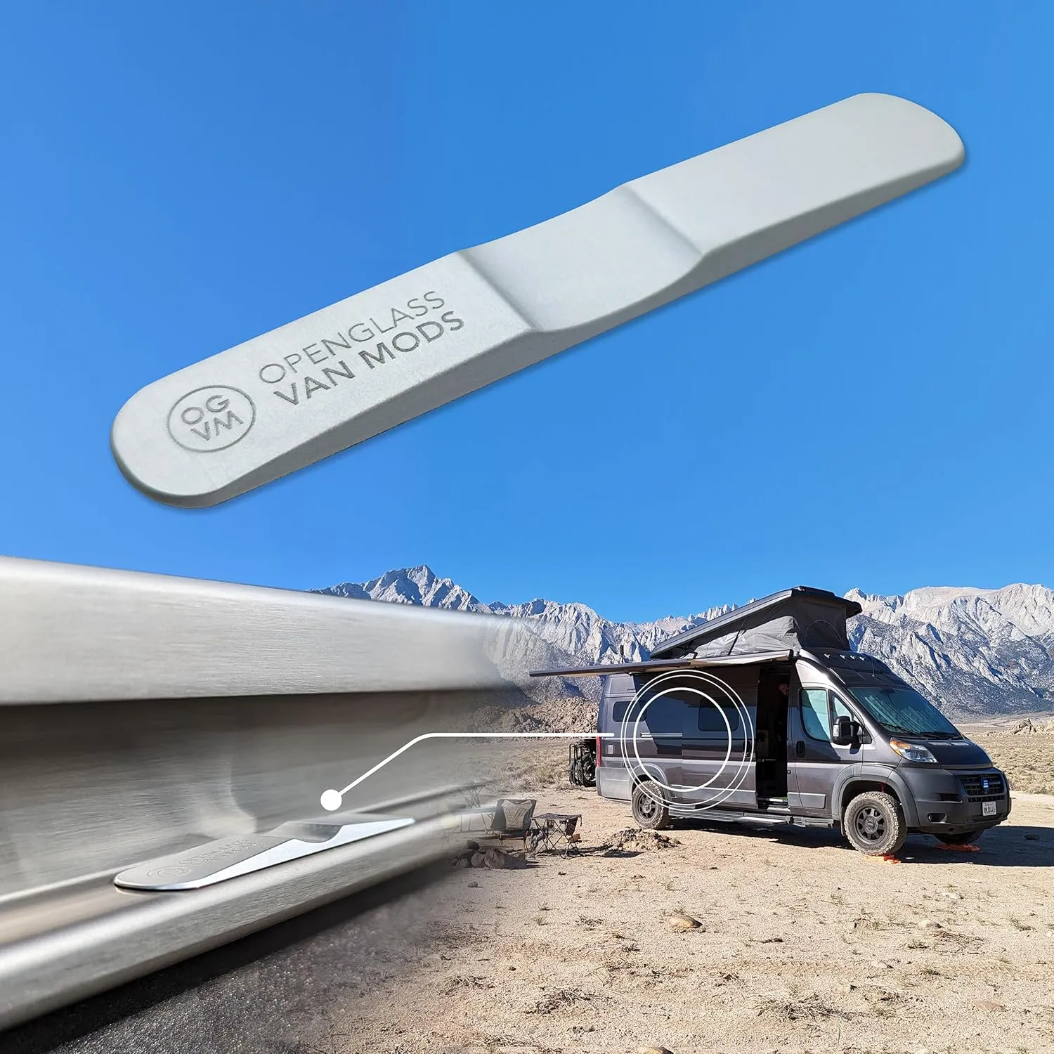OpenGlass Van Mods Sliding Door Stopper - Universal Fit for Sprinter, Promaster, Transit & Campervans - High-Grade Aluminum Van Door Stop, Van Accessories for Privacy w/Easy DIY Install w/All Tools