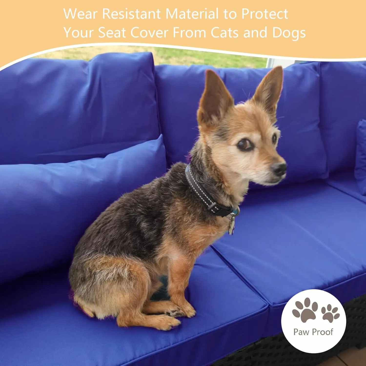 Oslimea Set of 2 Outdoor Patio Cushion Covers Sofa Couch Seat Chair Slipcovers Waterproof Cushion Cover Replacement Furniture Protector for Pets Washable, Tan, 28x28x6