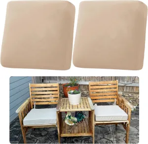 Oslimea Set of 2 Outdoor Patio Cushion Covers Sofa Couch Seat Chair Slipcovers Waterproof Cushion Cover Replacement Furniture Protector for Pets Washable, Tan, 28x28x6