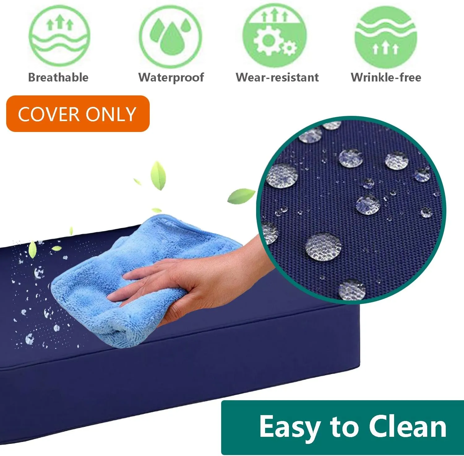 Oslimea Set of 2 Outdoor Patio Cushion Covers Sofa Couch Seat Chair Slipcovers Waterproof Cushion Cover Replacement Furniture Protector for Pets Washable, Tan, 28x28x6