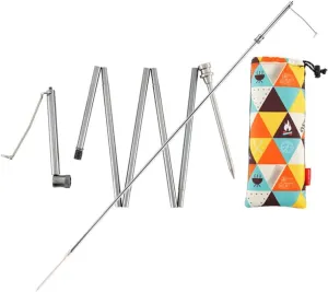 Outdoor Aluminum Alloy Portable Folding Light Stand, Camping Light Stand Folding Light Pole Light Stand Outdoor Picnic Hiking Fishing Garden Barbecue Silver