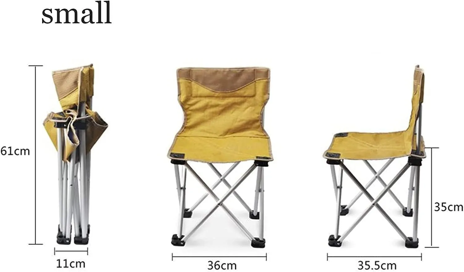 Outdoor Camping Chair Outdoor Portable Aluminum Alloy Folding Chair Backrest Ultralight Fishing Leisure Chair Beach Seat Stool Outdoor Camping Portable Folding Lawn Chai, 36*35.5*61cm, Yellow