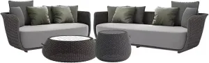 Outdoor Patio Furniture Sets, Wicker Conversation Set for Porch Deck, Weather Resistant Rattan Sofa Chair with Coffee Table(Color:Beige,Size:4 Pieces-B) (Black 4 Pieces)
