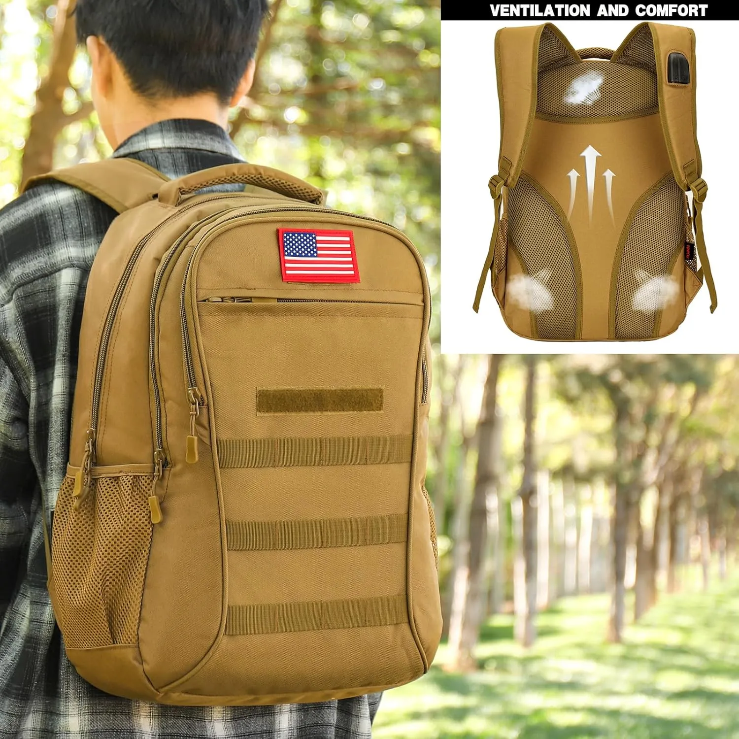 outdoor plus Camo Backpack for School,30L/40L Military Boys Backpack for Elementary Middle School, Army Day Pack for Outdoor