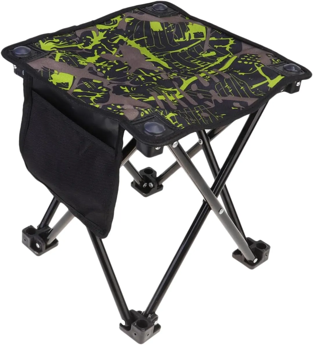 Outdoor Portable Folding Chair Stainless Steel Fishing Stool Compact Camping Seat for Hiking Beach and BBQ Lightweight Durable Easy to Store Skid Feet Camouflage