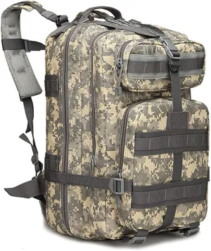 Outdoor Sports Pack Hiking Bag Tactical Rucksack Camo Knapsack Combat Camouflage Molle Upgraded Tactical 40L 3P Backpack - ACU