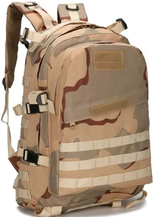 Outdoor Sports Pack Hiking Bag Tactical Rucksack Camo Knapsack Combat Camouflage Tactical 30L Molle 3D Backpack - 3 Color Desert