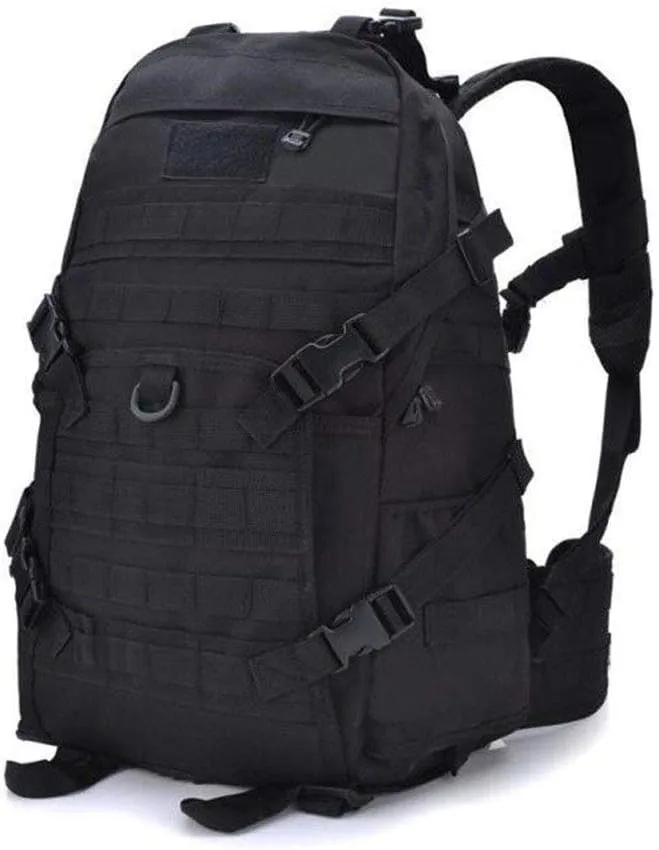 Outdoor Sports Pack Hiking Bag Tactical Rucksack Camo Knapsack Combat Camouflage Tactical Molle 40L Backpack - Black