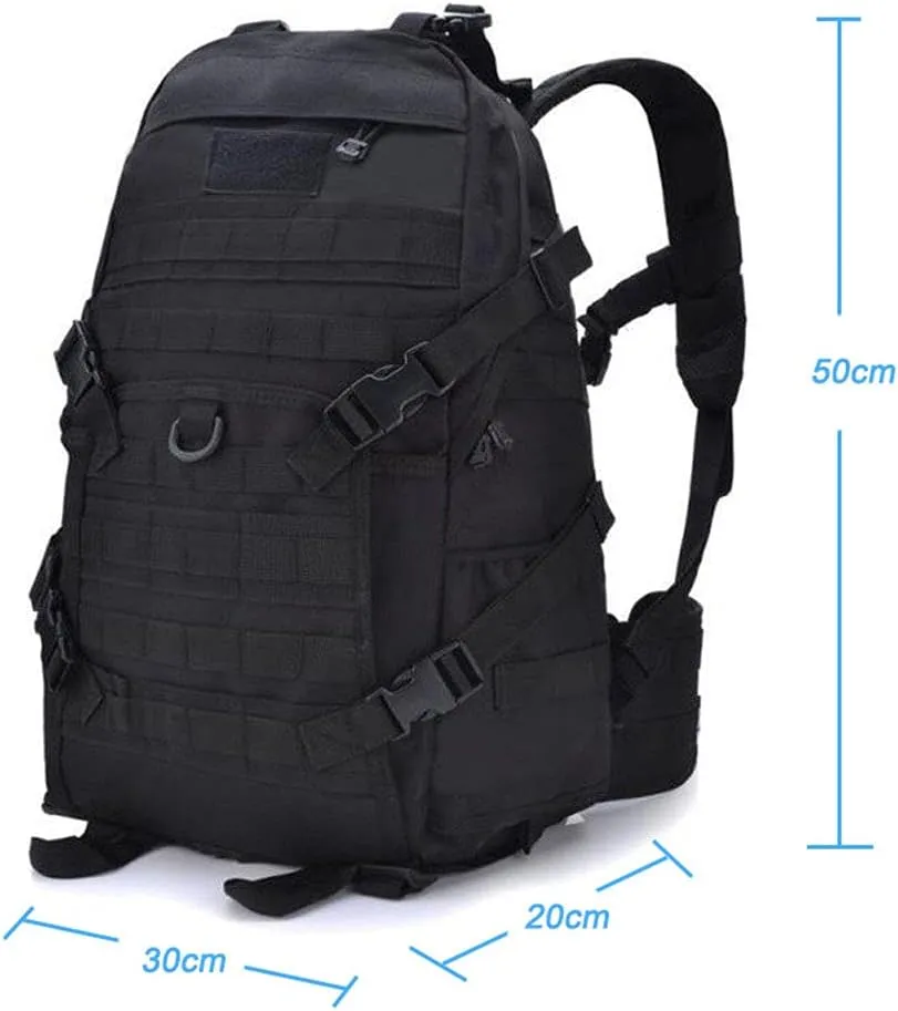 Outdoor Sports Pack Hiking Bag Tactical Rucksack Camo Knapsack Combat Camouflage Tactical Molle 40L Backpack - Black