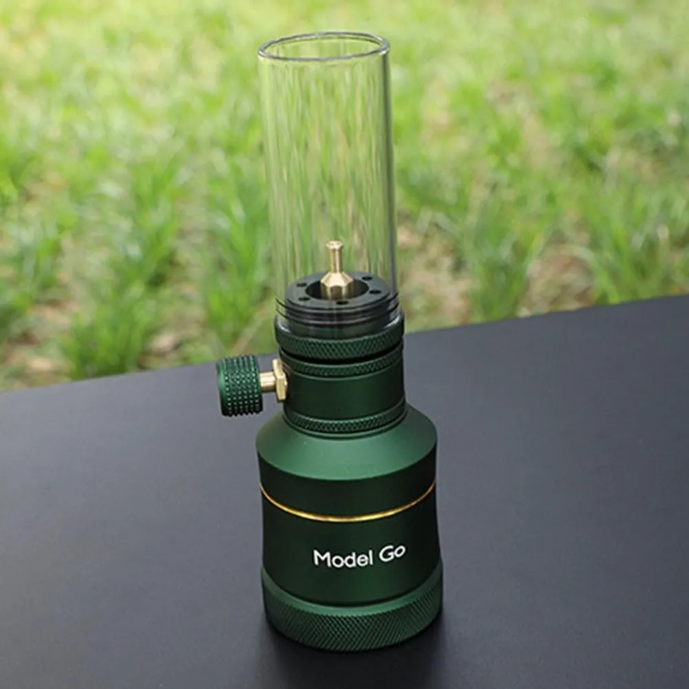 Outdoor Windproof Gas Candle Lamp for Camping, Backpacking, Hiking, Fishing - Tent Light and Atmosphere Lantern (Only Lamp, Black)