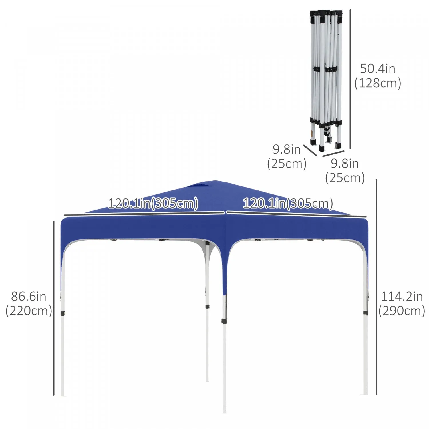 Outsunny 10' X 10' Pop Up Canopy Tent, Instant Sun Shelter, Tents For Parties, Height Adjustable, Wi|Outsunny 9.8' X 9.8' Gazebo, Tente Pliable Avec Sac De Transport Et Roulettes, 4 Sacs De Poids Pour