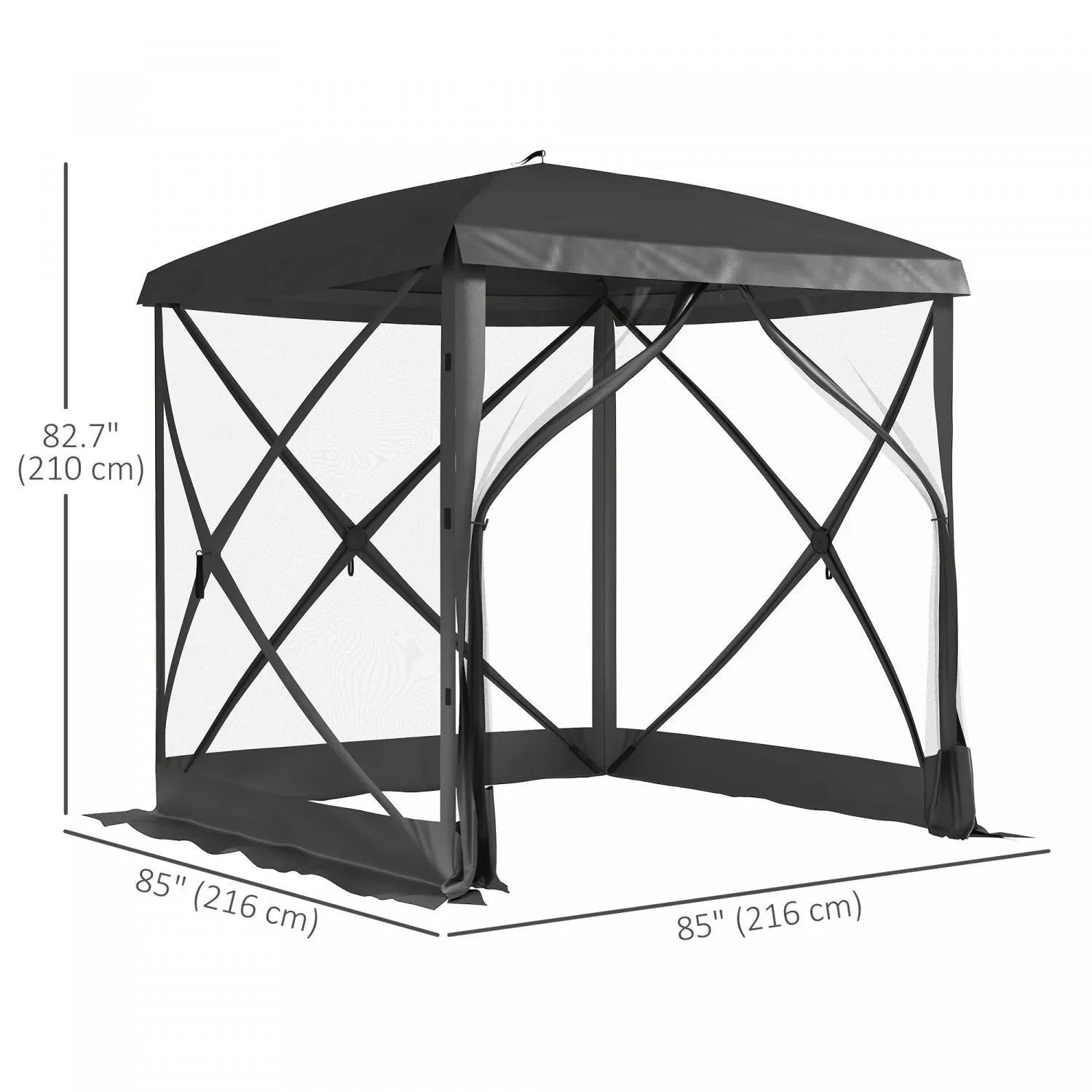 Outsunny Pop-up Screen House Gazebo Camping Instant Setup Tent, Black
