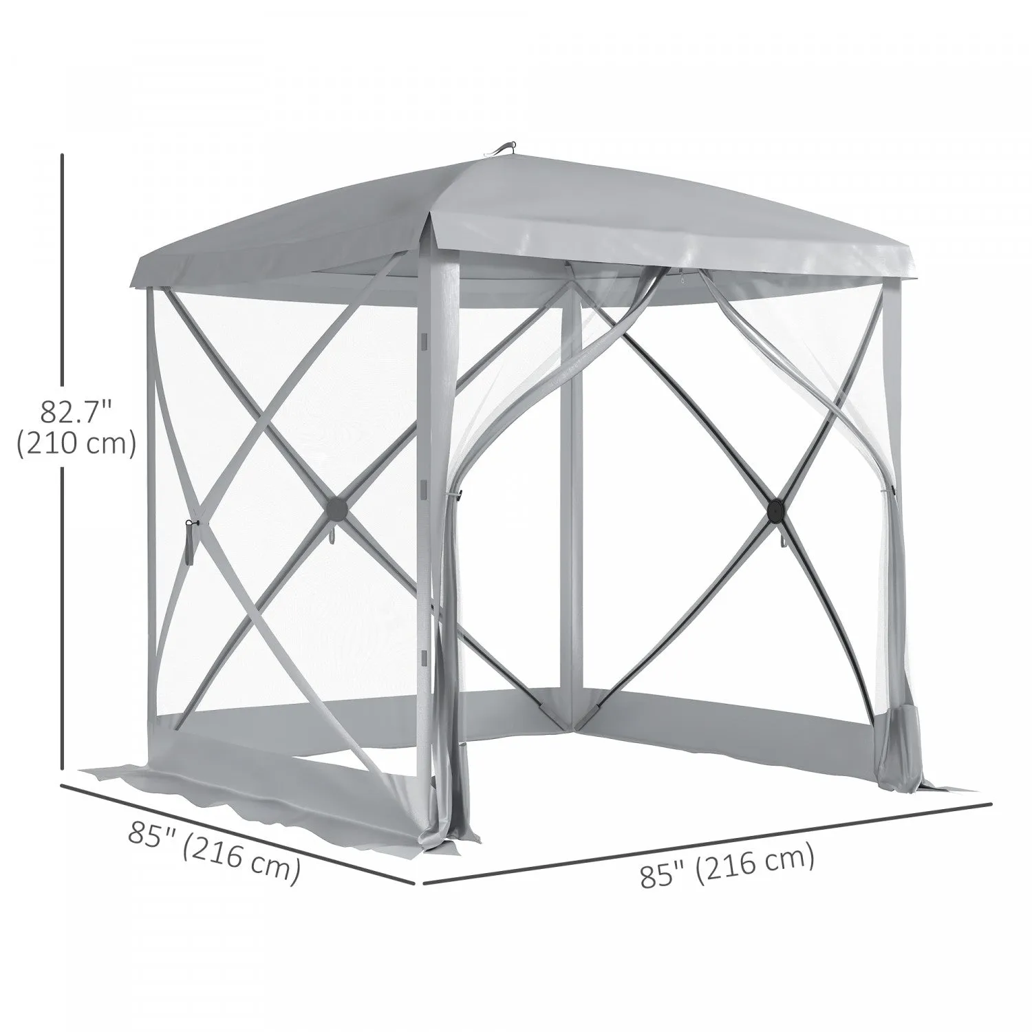 Outsunny Pop-up Screen House Gazebo Camping Instant Setup Tent, Light Grey