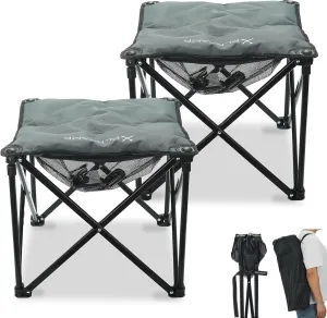 Padded Camping Stool, 18 Inch Oversized Camping Foot Rest, 500lb Camping Chairs Outdoor Footstool Portable Camping Ottoman for Camping Gardening Fishing w/Storage Net Carry Bag(2, DarkGreen)