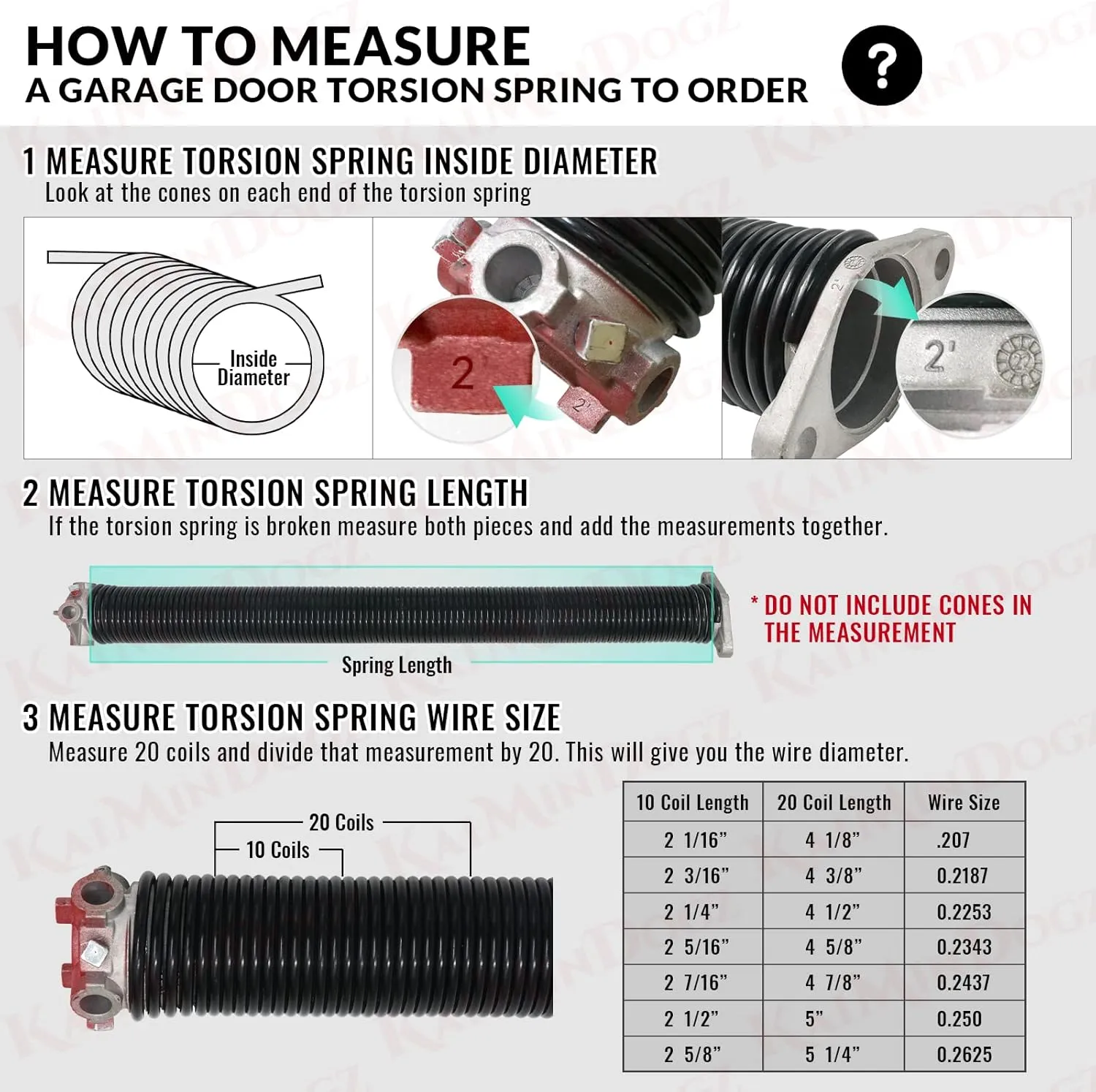 Pair of 2" Garage Door Torsion Springs Set with Non-Slip Winding Bars & Gloves, Precision Electrophoresis Black Coated Without Oil, for Replacement & Installation, MIN 16,000 Cycles(0.207x2''x23'')