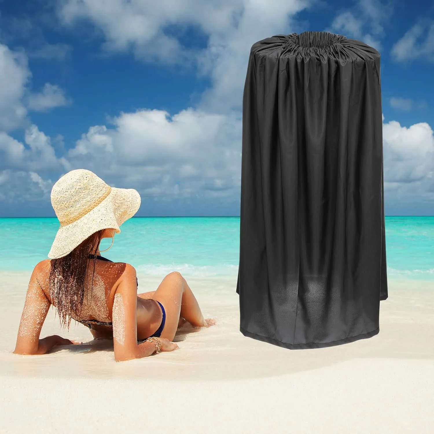 PATIKIL Portable Dressing Room, 3.94ft Length Instant Dressing Cover Up Changing Tent Privacy Shelters for Beach Boating Camping Competition, Black