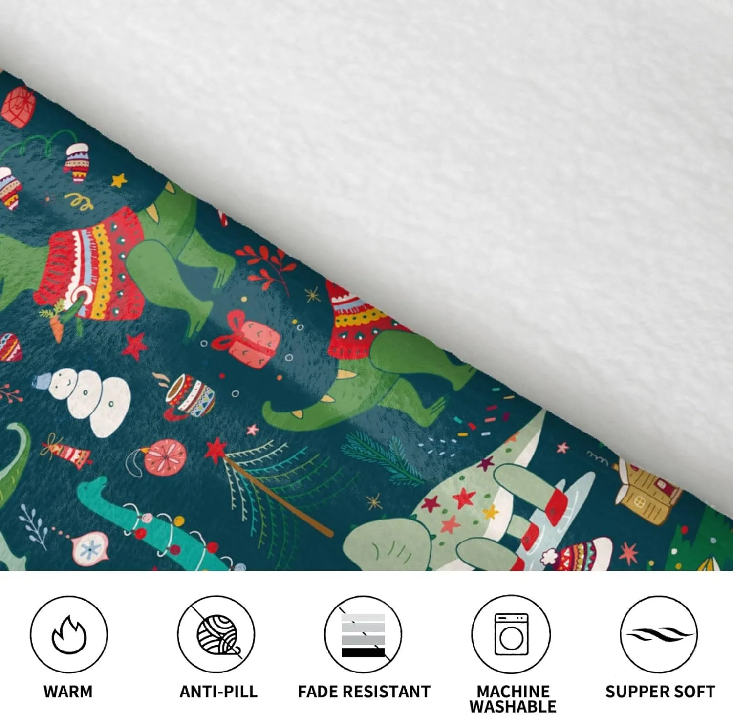 peripera Merry Christmas Wearable Blanket Hoodie For Kids Boys Girls 4-12yr Oversized Sherpa Warm Hooded Blanket With Pockets
