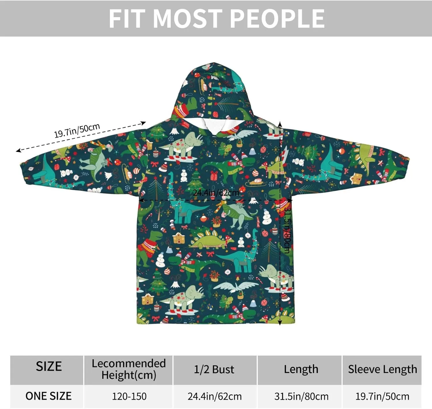 peripera Merry Christmas Wearable Blanket Hoodie For Kids Boys Girls 4-12yr Oversized Sherpa Warm Hooded Blanket With Pockets