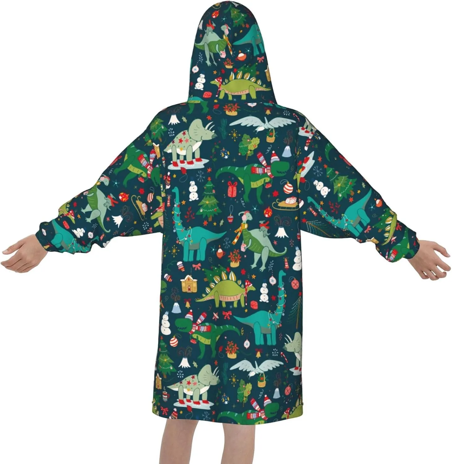 peripera Merry Christmas Wearable Blanket Hoodie For Kids Boys Girls 4-12yr Oversized Sherpa Warm Hooded Blanket With Pockets