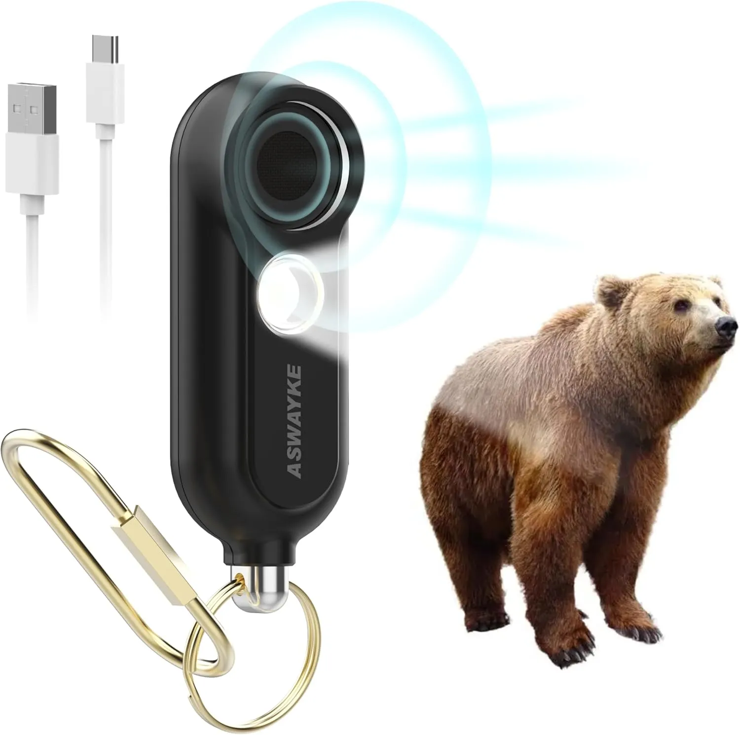 Personal Safety Alarm for Women Children– 125db Powerful Volume, 1000mah Battery Rechargeable, 0.5w High-Light LED, IPX5 Waterproof Safety Alarm (Black)