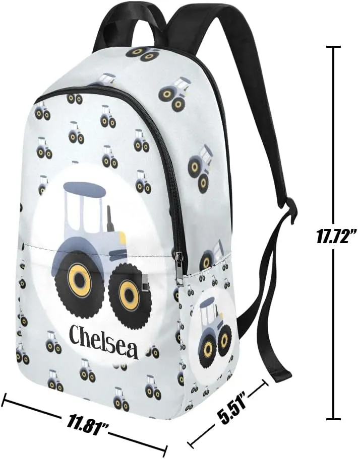 Personalized Tractors Pattern Backpack with Name Custom Travel Daypack Bag for Man Woman Gifts