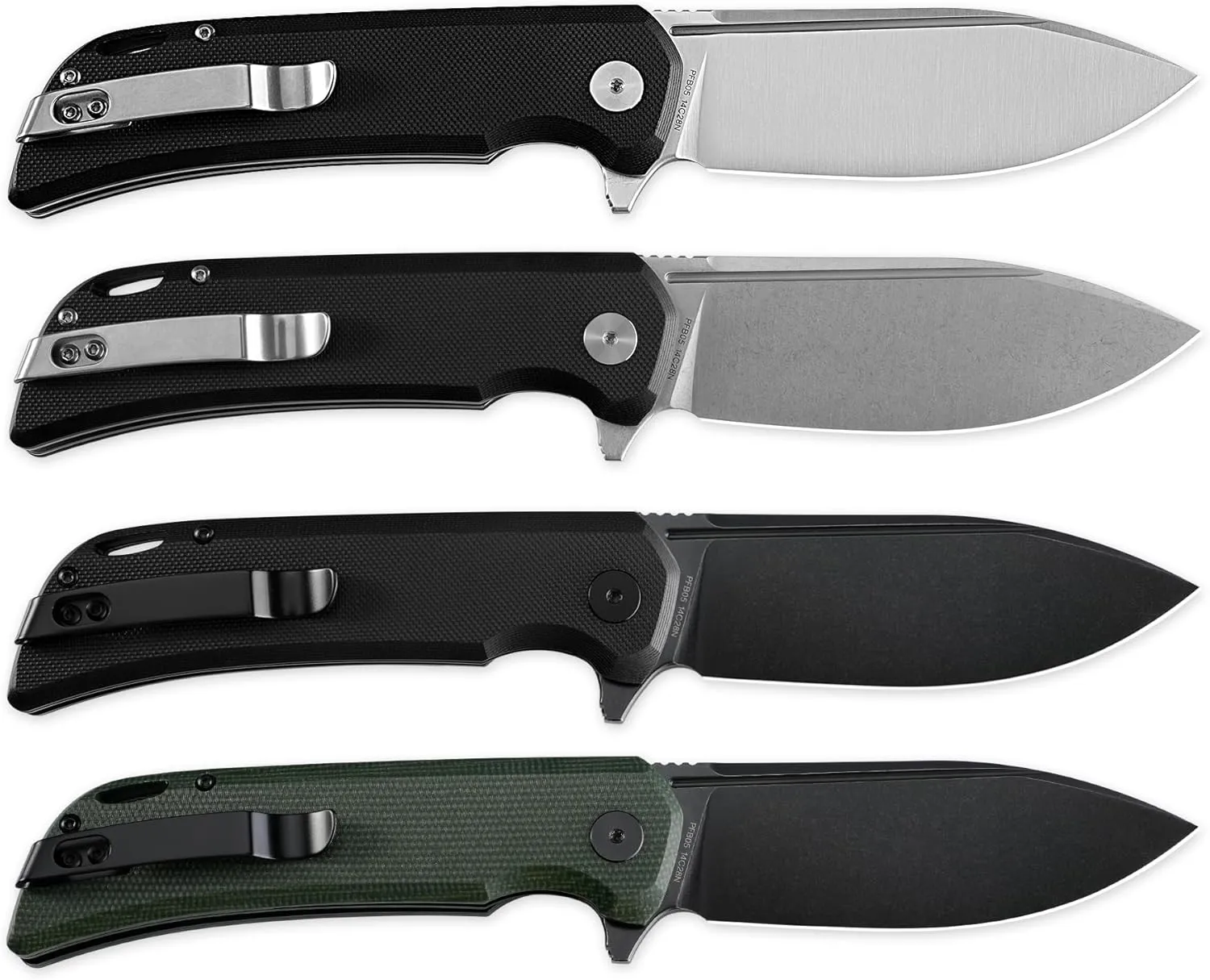 Petrified fish PFB05 Tunny Folding Knife,3.86" 14C28N Steel Satin Blade G10 Handle Folding knife for EDC Camping Outdoor (Black Black Stonewashed)