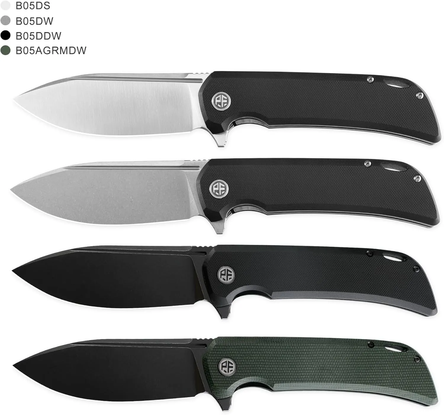 Petrified fish PFB05 Tunny Folding Knife,3.86" 14C28N Steel Satin Blade G10 Handle Folding knife for EDC Camping Outdoor (Black Black Stonewashed)