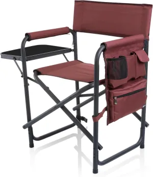 PICNIC TIME Sports Chair with Side Table, Beach Chair, Camp Chair for Adults, Camping Chair, (Burgundy)