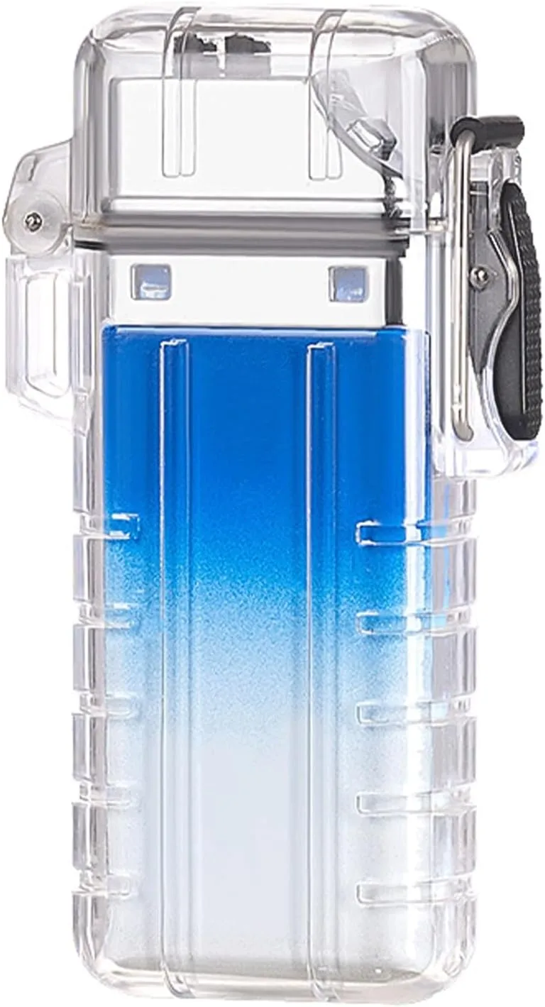 Plasma Arc Lighter Waterproof and Windproof Flameless Electric Lighter Rechargeable USB Lighter, for Cigarette/Cigar,Candle，Survival，Camping，Backpacking，Hiking (Color : Blue)