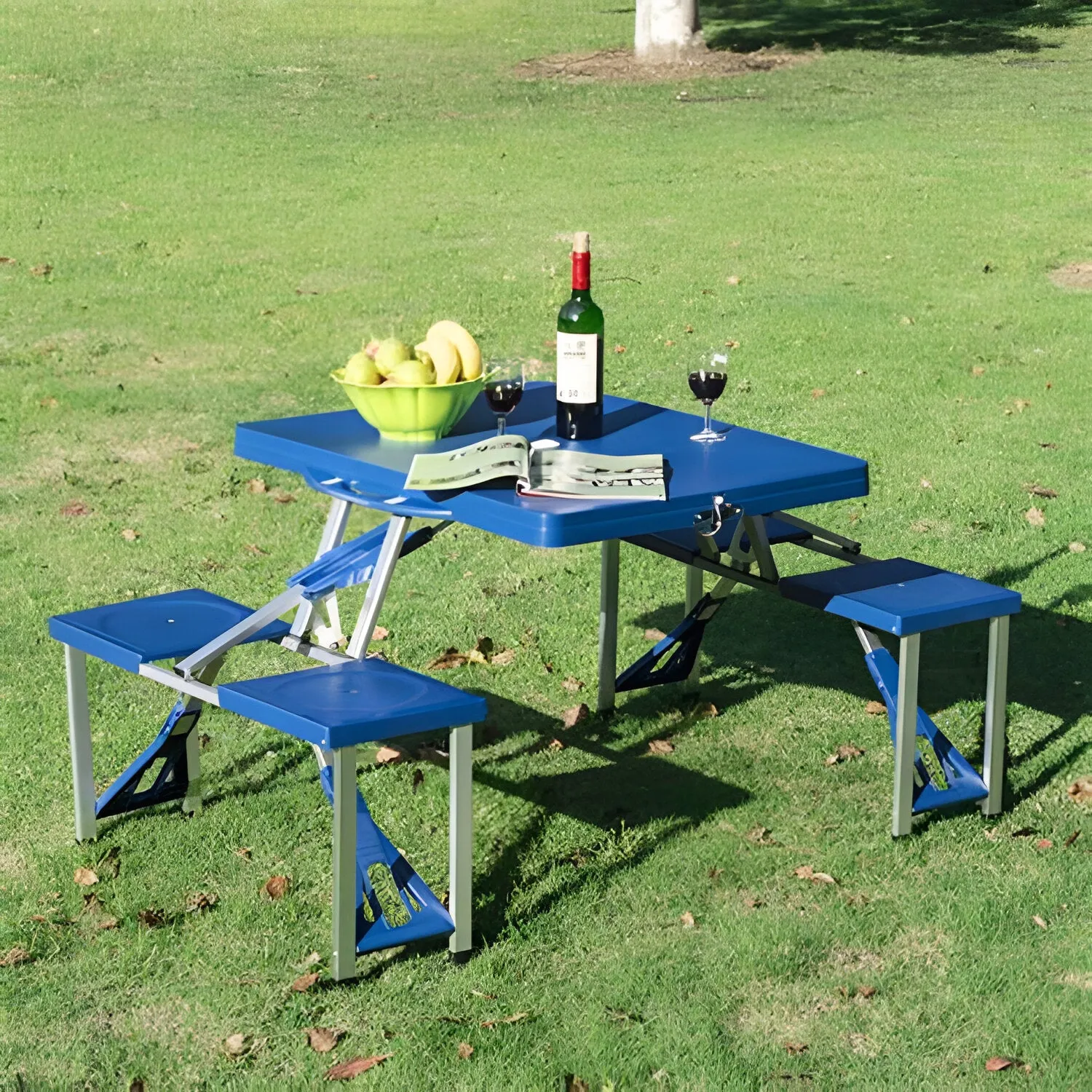 Plastic Blue Table And Chair Set Folding Table outdoor table chair with umbrella