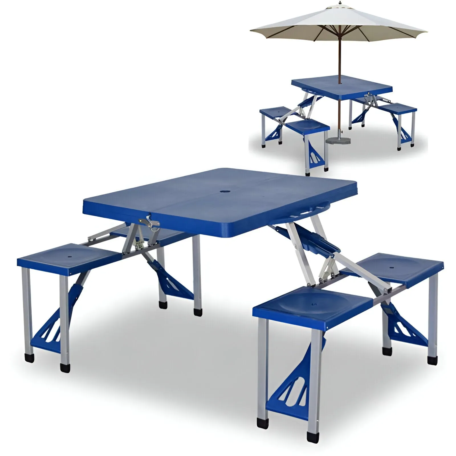 Plastic Blue Table And Chair Set Folding Table outdoor table chair with umbrella