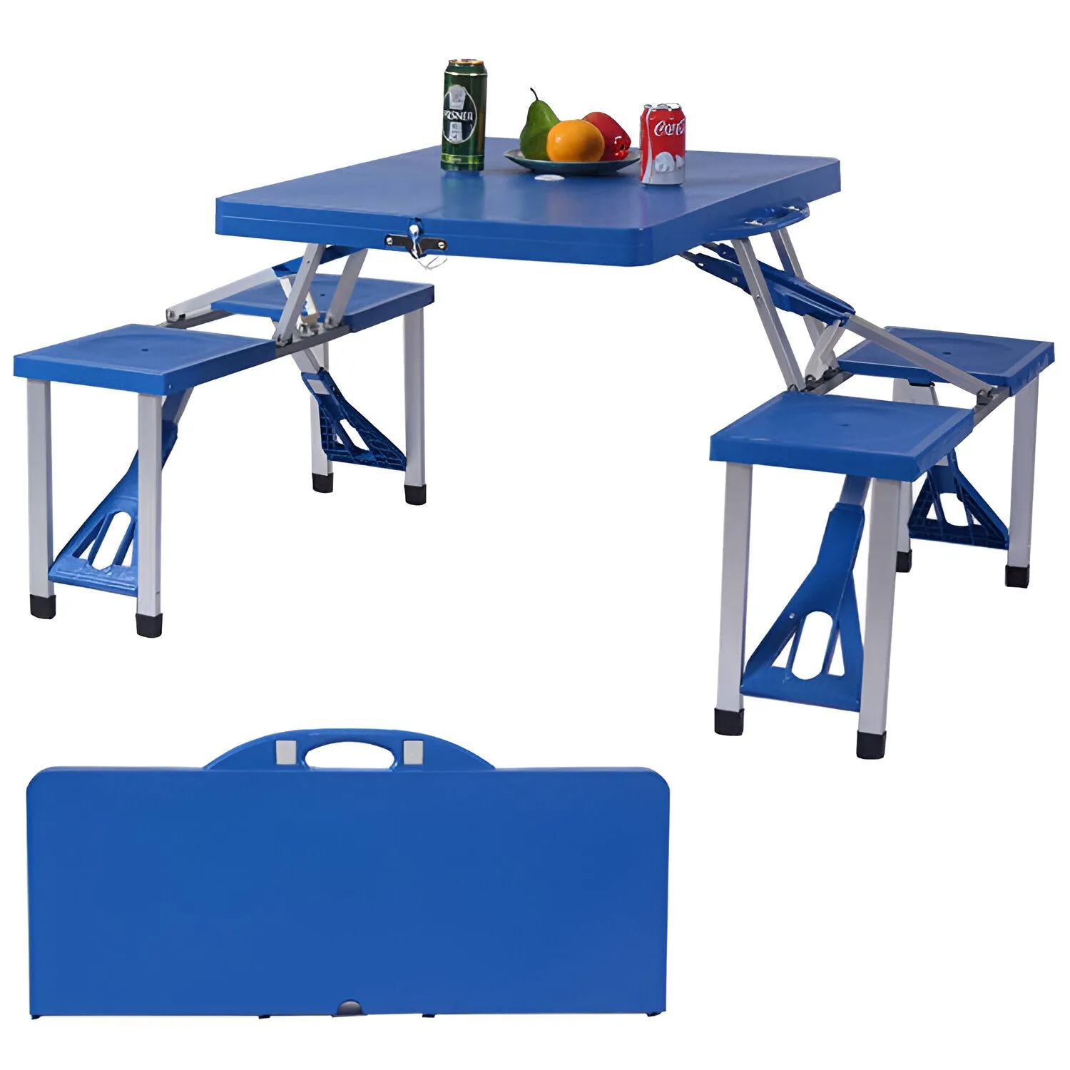 Plastic Blue Table And Chair Set Folding Table outdoor table chair with umbrella