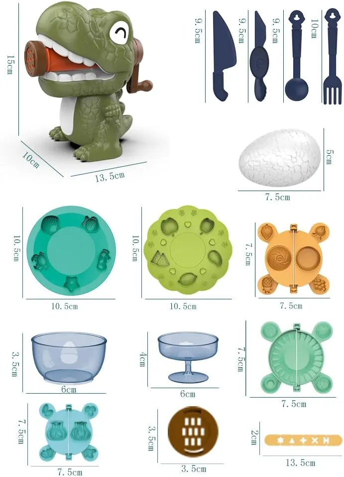 Play Dough Sets for Kids 2-4, Dinosaur Noodle Maker Toy, Playdoh Set with Dinosaur Modle Eggs, Kitchen Toy Playdough Clay for Making Noodle Cookies, Gift for 3 4 5 6 7 8 Year Old Girls Boys