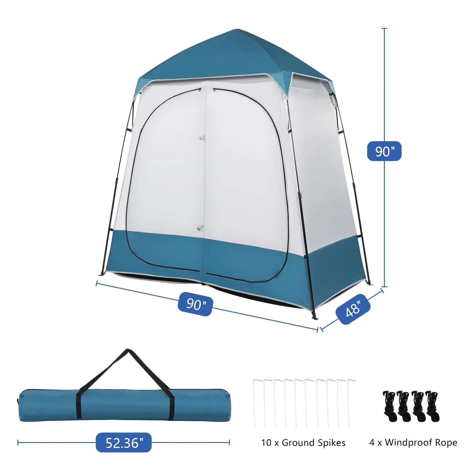 Pop RT Shelter, Room, Tent Portable Shower Dressing UP Instant Shower 90x90x48" Rooms, Tent Enclosure, Outdoor Camping Blue/White Friendly assistance Seasonal promotion Tent, 2 Changing