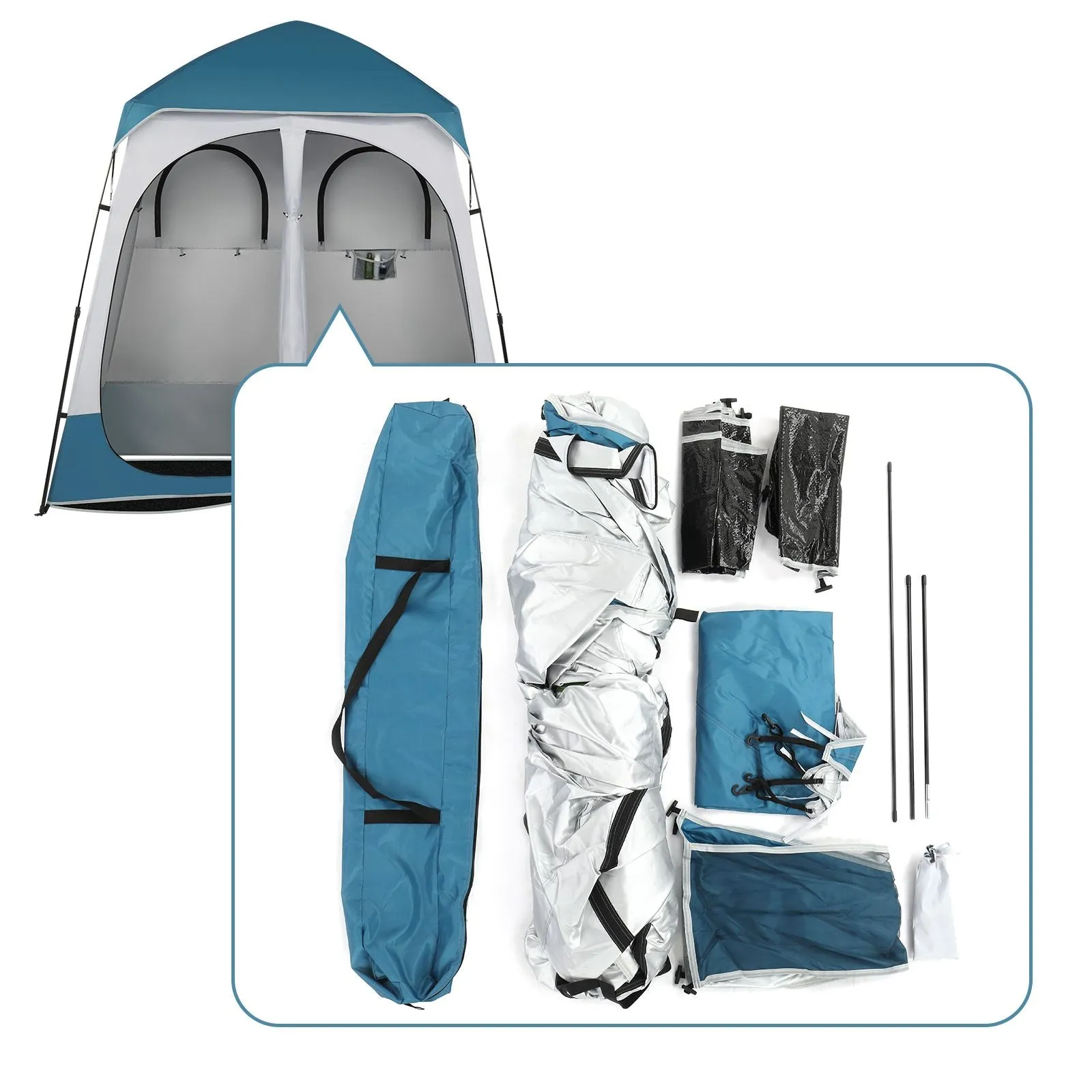 Pop RT Shelter, Room, Tent Portable Shower Dressing UP Instant Shower 90x90x48" Rooms, Tent Enclosure, Outdoor Camping Blue/White Friendly assistance Seasonal promotion Tent, 2 Changing