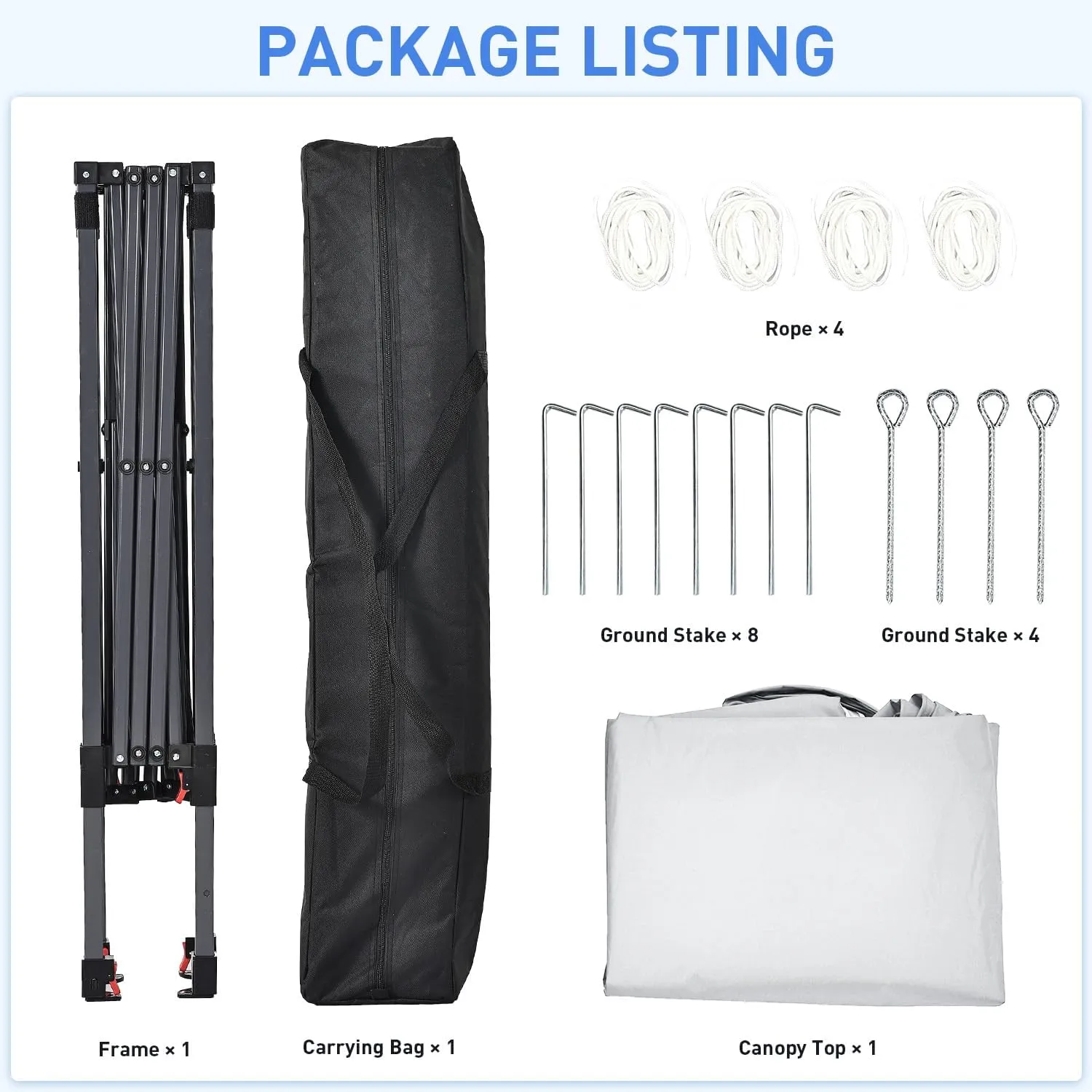Pop Up Canopy, 10x10 FT Instant Outdoor Canopy Tent with Carrying Bag, 3 Adjustable Heights - Portable for Event, Parties, Camping and More Outdoor Activities