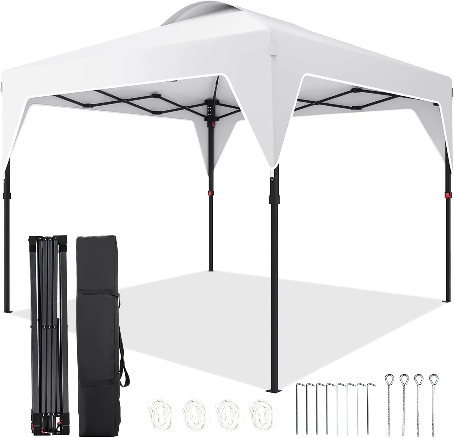 Pop Up Canopy, 10x10 FT Instant Outdoor Canopy Tent with Carrying Bag, 3 Adjustable Heights - Portable for Event, Parties, Camping and More Outdoor Activities