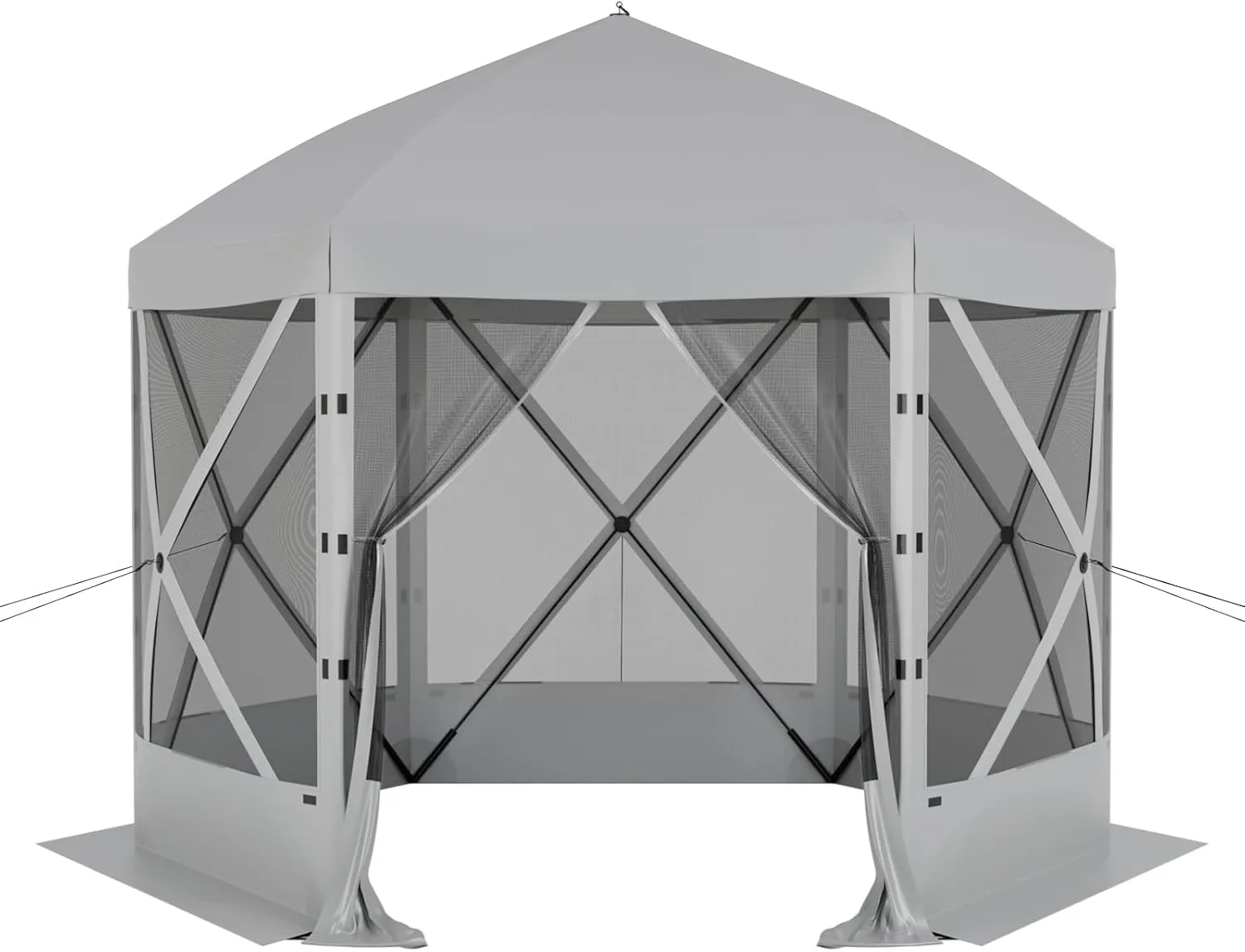 Pop Up Canopy Tent 6 Person Instant 10 x 10 ft Outdoor Mesh Screen Camping Gazebo Portable Shelter with Portable Carry Bag for Outdoor Camping, Beach, Picnic, Lawn and Backyard, Gray