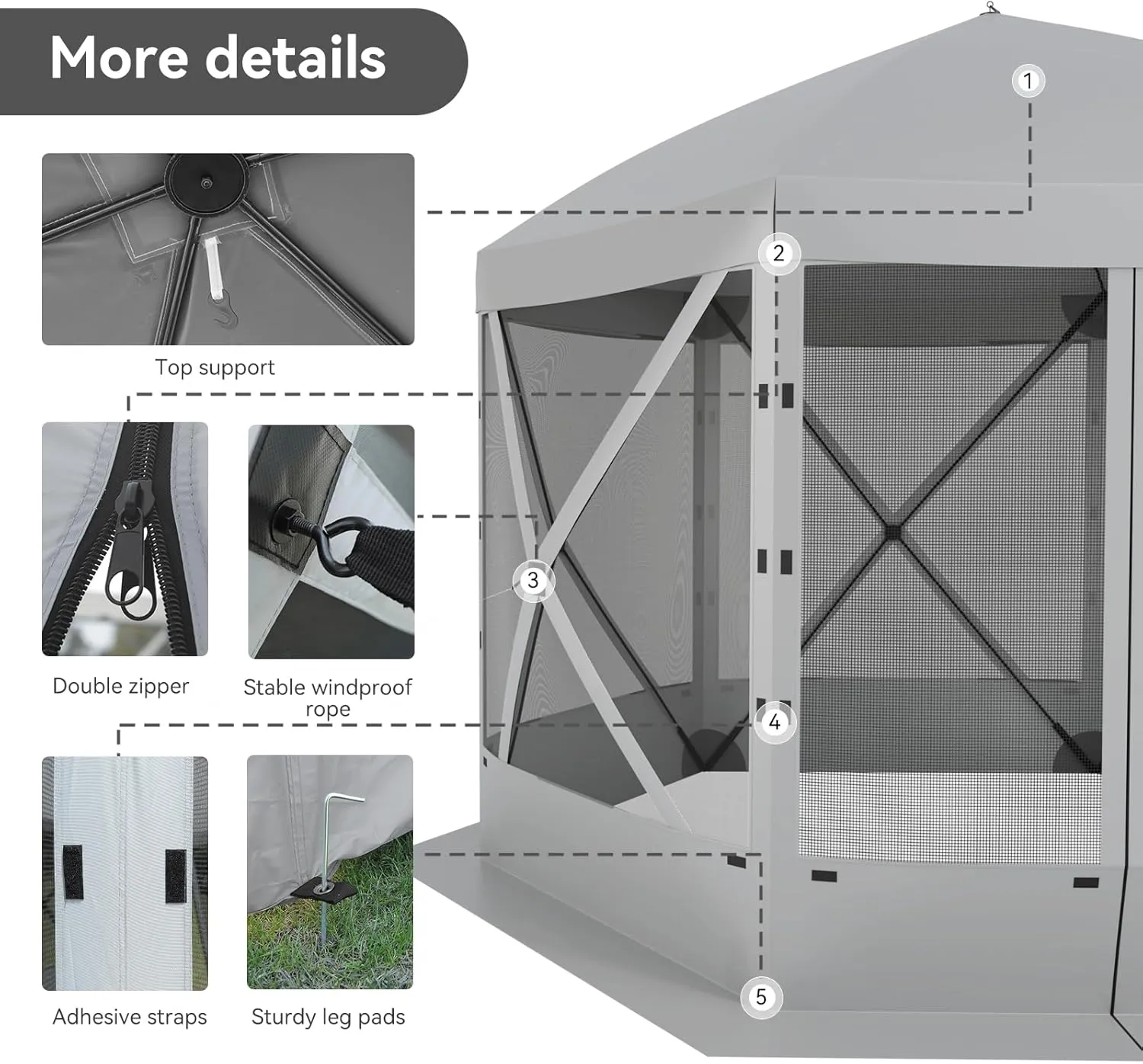 Pop Up Canopy Tent 6 Person Instant 10 x 10 ft Outdoor Mesh Screen Camping Gazebo Portable Shelter with Portable Carry Bag for Outdoor Camping, Beach, Picnic, Lawn and Backyard, Gray