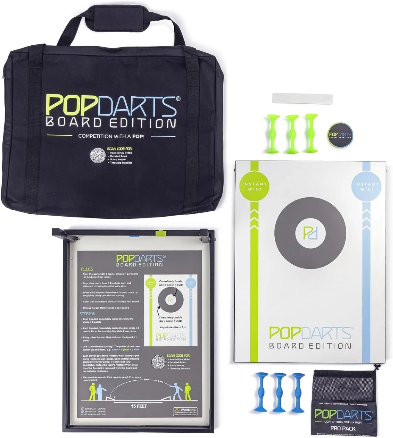 Popdarts Board Edition Set - Backyard, Indoor and Outdoor Game - Great Cornhole Alternative - Includes 2 All-Weather Boards, Original Set, Travel Case, and Score Keeper