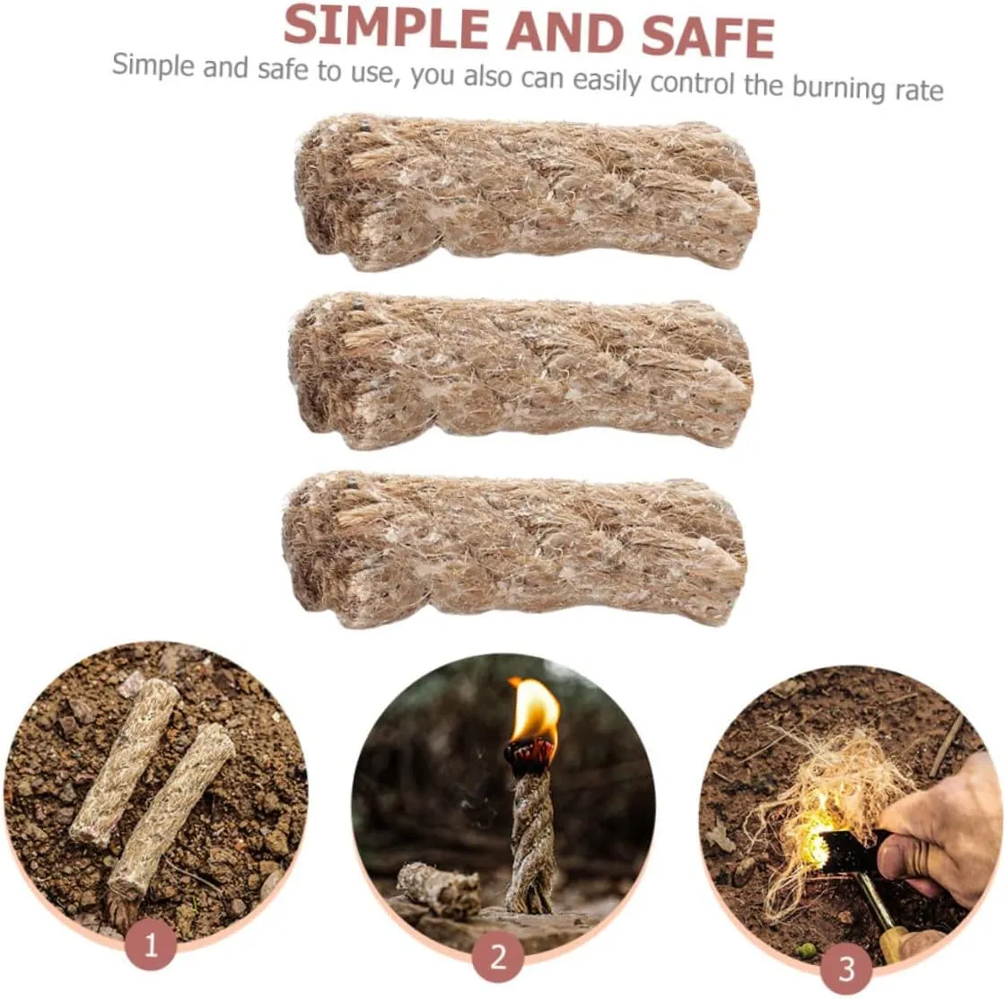 POPETPOP 6 Pcs Outdoor Lighting Rope Natural Rope Barbecue Tools Camping Ropes Fire Starter for Outdoor BBQ Fire