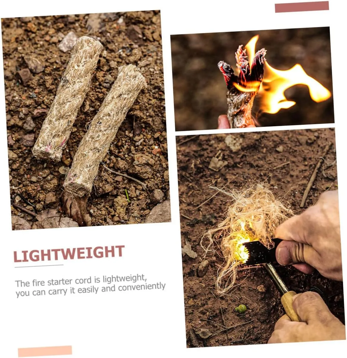 POPETPOP 6 Pcs Outdoor Lighting Rope Natural Rope Barbecue Tools Camping Ropes Fire Starter for Outdoor BBQ Fire