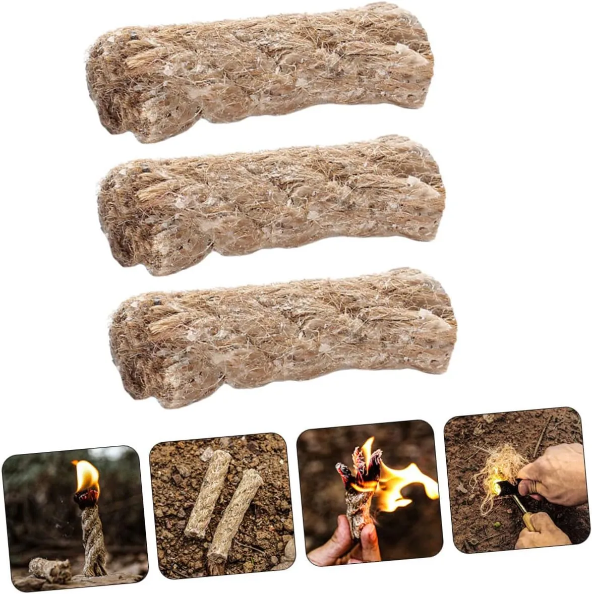 POPETPOP 6 Pcs Outdoor Lighting Rope Natural Rope Barbecue Tools Camping Ropes Fire Starter for Outdoor BBQ Fire