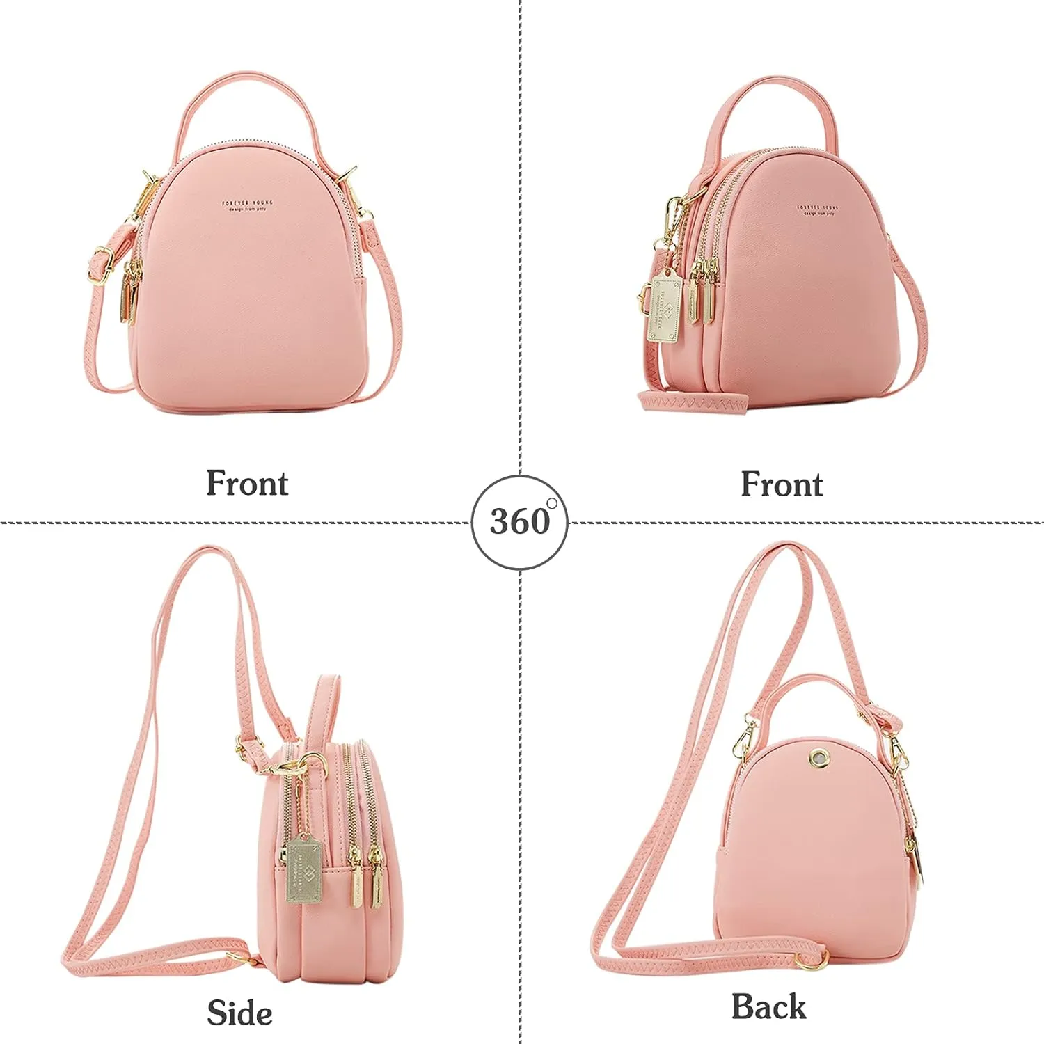 PORRASSO Mini Backpack Women Fashion Handbag Waterproof Cross-body Bag with Earphone Hole Ladies Leather Daypack Dating Travel Small Rucksack Blue