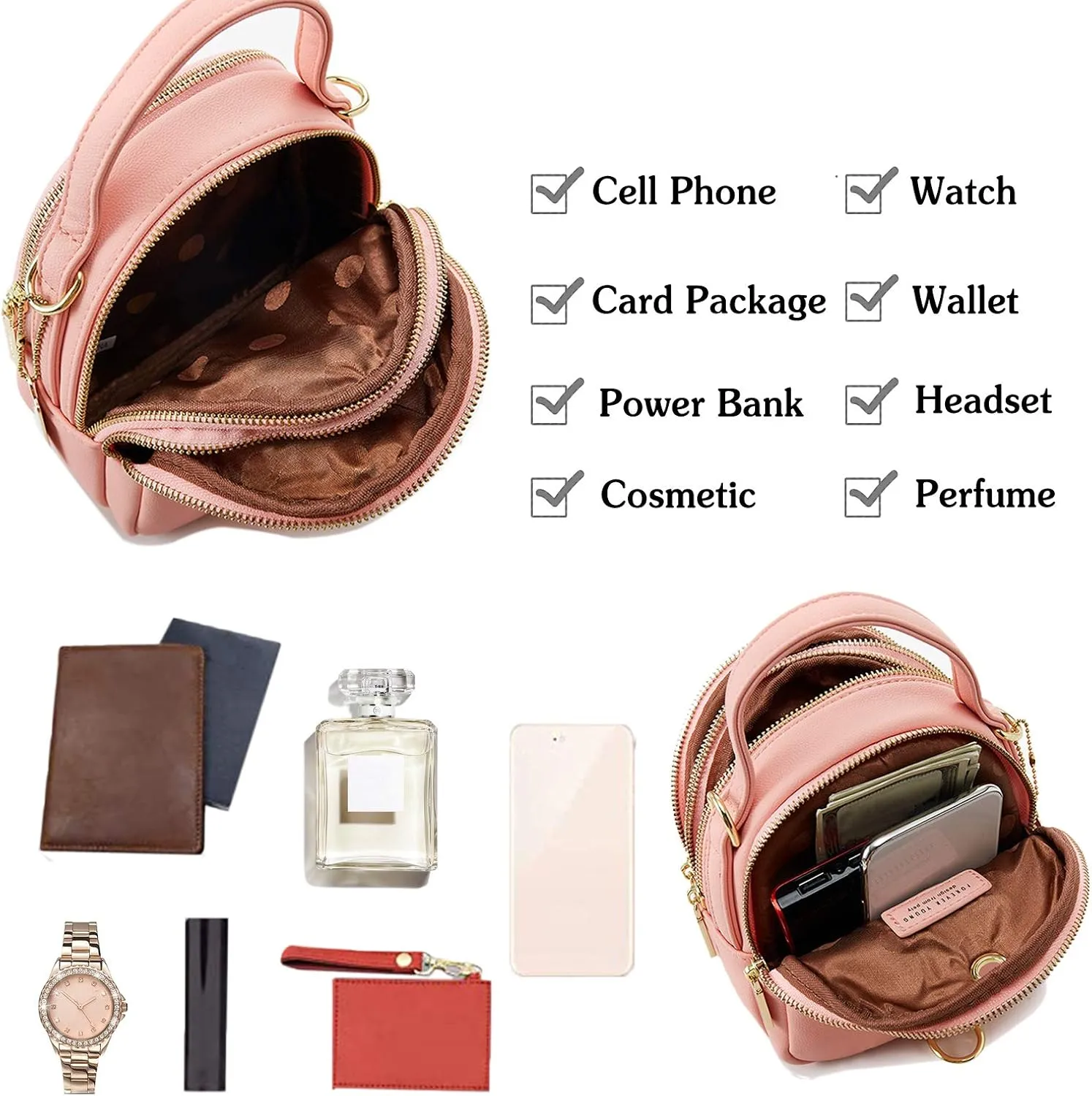 PORRASSO Mini Backpack Women Fashion Handbag Waterproof Cross-body Bag with Earphone Hole Ladies Leather Daypack Dating Travel Small Rucksack Blue